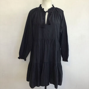 Roller Rabbit Women Elegant Black Long Sleeve Tiered Dress L